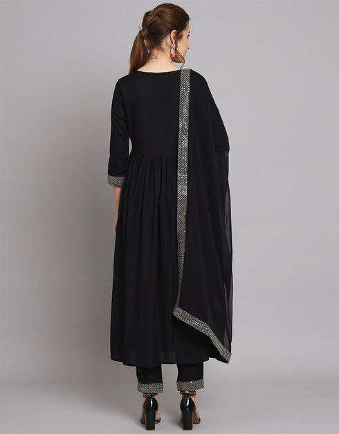 Traditional Function Wear Heavy Rayon Readymade Salwar Suit Collection Black Rayon Pant Straight Side View