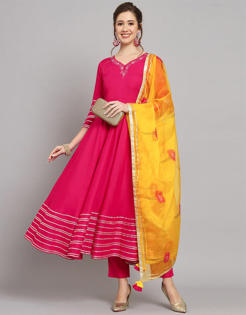 Traditional Function Wear Heavy Rayon Readymade Salwar Suit Collection Pink Rayon Pant Straight Close-up View
