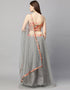 Designer Wedding Wear Heavy Net Lehenga Choli Collection Grey Net Lehenga Choli Close-up View
