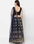 Designer Wedding Wear Heavy Georgette Lehenga Choli Collection Navy Blue Georgette Lehenga Choli Close-up View