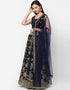 Designer Wedding Wear Heavy Georgette Lehenga Choli Collection Navy Blue Georgette Lehenga Choli Back View