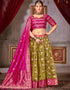 Traditional Function Wear Heavy Jacquard Silk Lehenga Choli Collection Pink Fancy Jaquard Silk Lehenga Choli Front View