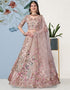 Traditional Function Wear Heavy Jacquard Silk Lehenga Choli Collection Pink Japan Satin Silk Lehenga Choli Front View