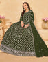 Traditional Function Wear Heavy Faux Georgette Salwar Suit Collection Mehndi Faux Georgette Pant Anarkali Close-up View