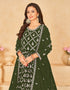 Traditional Function Wear Heavy Faux Georgette Salwar Suit Collection Mehndi Faux Georgette Pant Anarkali Back View
