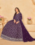 Traditional Function Wear Heavy Faux Georgette Salwar Suit Collection Purple Faux Georgette Pant Anarkali Close-up View