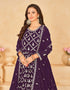 Traditional Function Wear Heavy Faux Georgette Salwar Suit Collection Purple Faux Georgette Pant Anarkali Back View