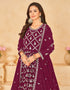 Traditional Function Wear Heavy Faux Georgette Salwar Suit Collection Maroon Faux Georgette Pant Anarkali Back View