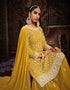 Traditional Function Wear Heavy Faux Georgette Salwar Suit Collection Mustard Faux Georgette Pant Straight Close-up View