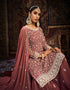 Traditional Function Wear Heavy Faux Georgette Salwar Suit Collection Peach Faux Georgette Pant Straight Close-up View