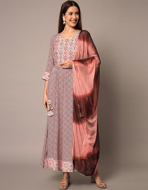 Traditional Function Wear Heavy Rayon Readymade Suit Collection Multi Rayon Pant Straight Front View