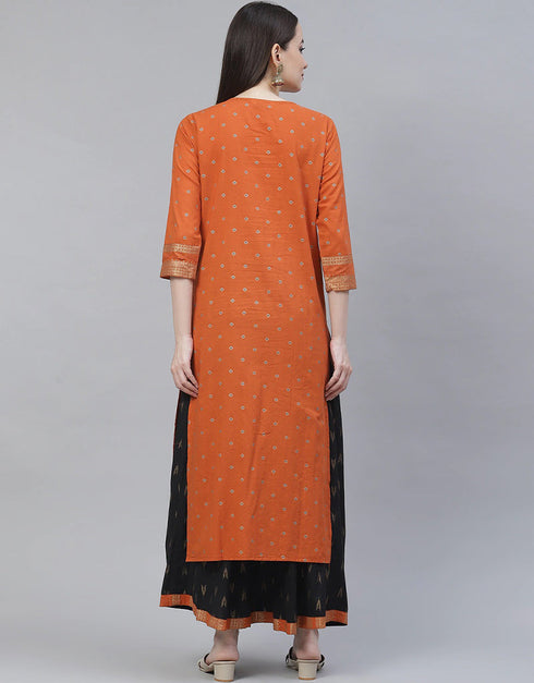 Traditional Function Wear Heavy Rayon Readymade Suit Collection Orange Rayon Palazzo Straight Back View
