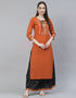 Traditional Function Wear Heavy Rayon Readymade Suit Collection Orange Rayon Palazzo Straight Front View