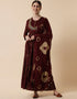 Traditional Function Wear Heavy Rayon Readymade Gown Collection Maroon Rayon Gown Front View