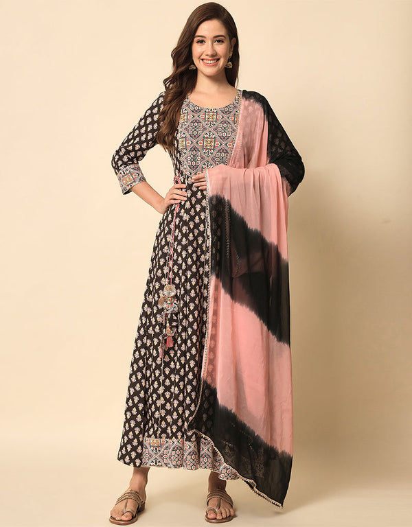 Traditional Function Wear Heavy Rayon Readymade Gown Collection Multi Rayon Gown Front View