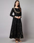 Traditional Function Wear Heavy Rayon Readymade Gown Collection Black Rayon Gown Back View