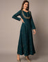 Traditional Function Wear Heavy Rayon Readymade Gown Collection Teal Rayon Gown Back View