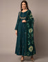 Traditional Function Wear Heavy Rayon Readymade Gown Collection Teal Rayon Gown Front View
