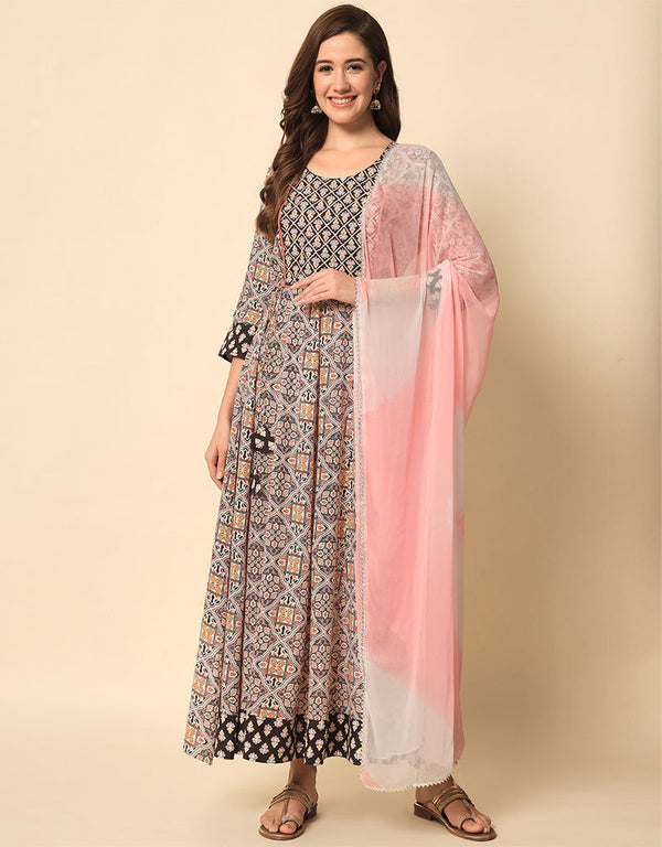 Traditional Function Wear Heavy Rayon Readymade Gown Collection Multi Rayon Gown Front View