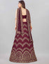 Designer Wedding Wear Heavy Net Lehenga Choli Collection Wine Silk Blend Lehenga Choli Close-up View