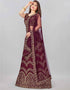 Designer Wedding Wear Heavy Net Lehenga Choli Collection Wine Silk Blend Lehenga Choli Back View