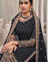 Traditional Function Wear Heavy Fox Georgatte Suit Collection Black Heavy Fox Georgatte Palazzo Straight Close-up View