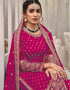 Traditional Function Wear Heavy Fox Georgatte Suit Collection Pink Heavy Fox Georgatte Palazzo Straight Close-up View