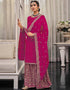 Traditional Function Wear Heavy Fox Georgatte Suit Collection Pink Heavy Fox Georgatte Palazzo Straight Front View