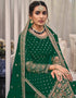 Traditional Function Wear Heavy Fox Georgatte Suit Collection Green Heavy Fox Georgatte Palazzo Straight Close-up View