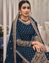 Traditional Function Wear Heavy Fox Georgatte Suit Collection Blue Heavy Fox Georgatte Palazzo Straight Close-up View