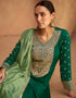 Traditional Function Wear Premium Silk Suit Collection Green Premium Silk Palazzo Straight Close-up View