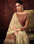Traditional Function Wear Shimmer Organza Suit Collection Brown Shimmer Organza Pant Straight Close-up View