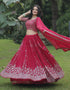 Designer Wedding Wear Faux Blooming Lehenga Choli Collection Rani Pink Faux Blooming Lehenga Choli Close-up View