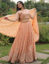 Designer Wedding Wear Faux Blooming Lehenga Choli Collection Peach Faux Georgette Lehenga Choli Back View