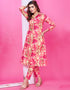 Traditional Function Wear Premium Rayon Top With Pent Collection Pink Premium Rayon Pant Suit Front View