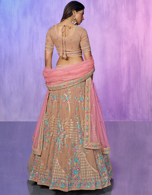 Designer Wedding Wear Heavy Lehenga Choli Collection Mauve Georgette Lehenga Choli Front View