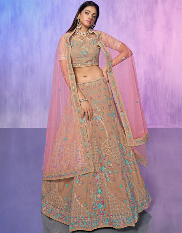 Designer Wedding Wear Heavy Lehenga Choli Collection Mauve Georgette Lehenga Choli Front View