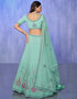 Designer Wedding Wear Heavy Lehenga Choli Collection Aqua Georgette Lehenga Choli Front View