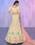Designer Wedding Wear Heavy Lehenga Choli Collection Off White Net Lehenga Choli Front View