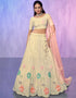 Designer Wedding Wear Heavy Lehenga Choli Collection Off White Net Lehenga Choli Front View