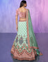 Designer Wedding Wear Heavy Lehenga Choli Collection Aqua Georgette Lehenga Choli Front View