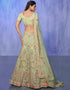 Designer Wedding Wear Heavy Lehenga Choli Collection Green Net Lehenga Choli Front View