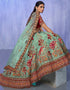 Designer Wedding Wear Heavy Lehenga Choli Collection Turquoise Velvet Lehenga Choli Back View