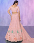 Designer Wedding Wear Heavy Lehenga Choli Collection Peach Net Lehenga Choli Front View