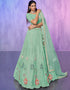 Designer Wedding Wear Heavy Lehenga Choli Collection Aqua Net Lehenga Choli Front View