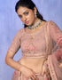 Designer Wedding Wear Heavy Lehenga Choli Collection Peach Net Lehenga Choli Back View