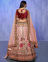 Designer Wedding Wear Heavy Lehenga Choli Collection Peach Velvet Lehenga Choli Front View