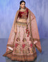 Designer Wedding Wear Heavy Lehenga Choli Collection Peach Velvet Lehenga Choli Front View