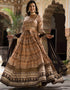 Traditional Function Wear Readymade Suit & Dupatta Collection Cream Dola Silk Gown Close-up View