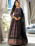 Traditional Function Wear Readymade Suit & Dupatta Collection Black Dola Silk Gown Front View